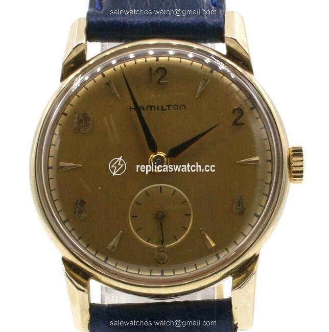 Hamilton Champagne Vintage 14k Yellow Gold Manual Wind Round Mens Watch Hamilton Champagne Vintage 14k Yellow Gold Manual Wind Round Mens Watch