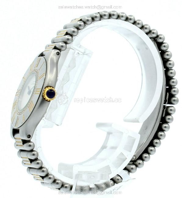Cartier Silver Ladies Must De 21 Steel and Gold Round Dress Watch Cartier Silver Ladies Must De 21 Steel and Gold Round Dress Watch