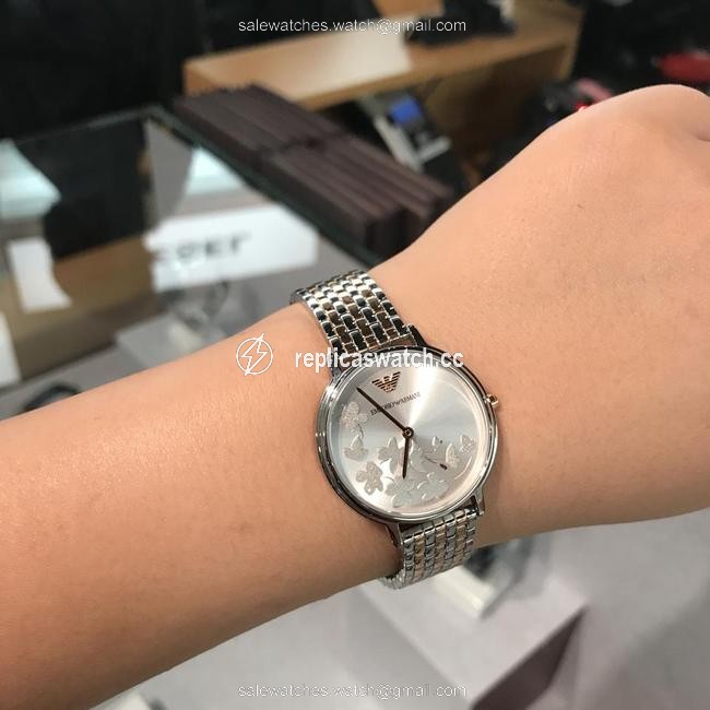 Emporio Armani Silver / Rose Gold Kappa Dial Bracelet 32mm Womens Watch Emporio Armani Silver / Rose Gold Kappa Dial Bracelet 32mm Womens Watch