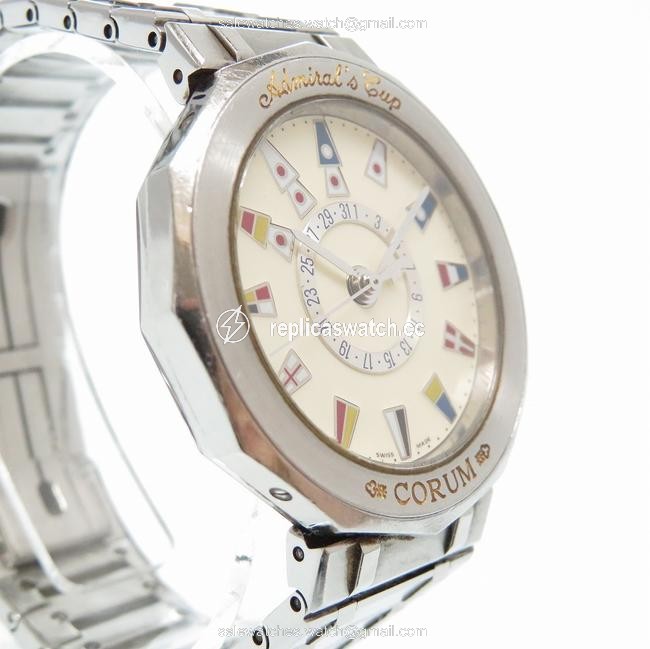 Corum Admirals Cup Quartz 263.810.20 Ss Ivory 0109corum Mens Watch Corum Admirals Cup Quartz 263.810.20 Ss Ivory 0109corum Mens Watch