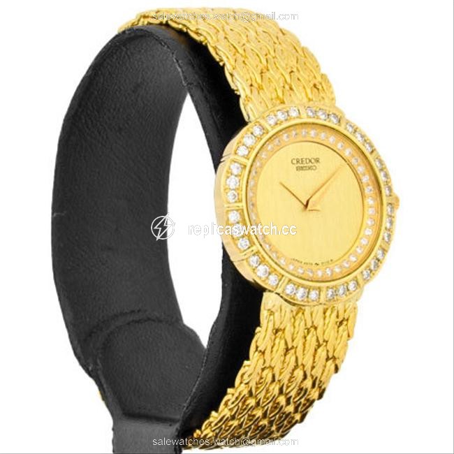 Seiko Credor Diamond Bezel K18 Yellow Gold Ladies Quartz Champagne Dial 4n70-0120 Gtaa008 Watch Seiko Credor Diamond Bezel K18 Yellow Gold Ladies Quartz Champagne Dial 4n70-0120 Gtaa008 Watch