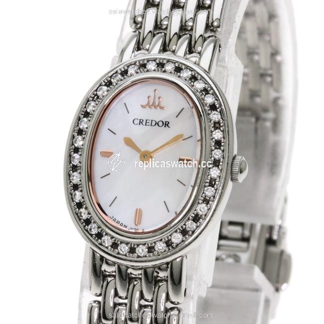 Seiko Gste891 1e70-0ah0 Credor Signo Oval Stainless Steel Diamond Ladies Watch Seiko Gste891 1e70-0ah0 Credor Signo Oval Stainless Steel Diamond Ladies Watch