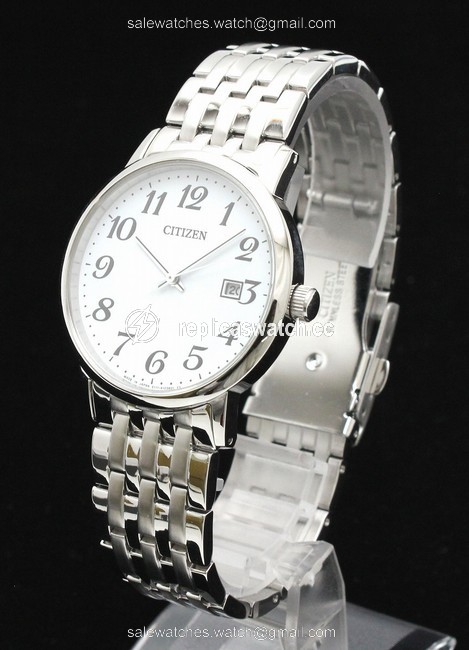 Citizen Solar Eco-drive Date White Dial Ss Mens E111-s067901 Bm6770-51b Watch Citizen Solar Eco-drive Date White Dial Ss Mens E111-s067901 Bm6770-51b Watch