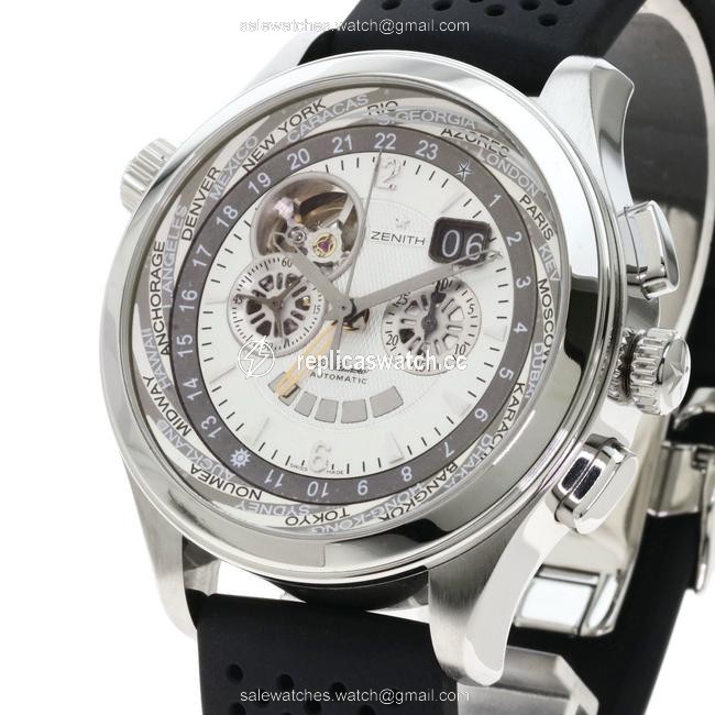Zenith 03.0520.4037 01.c492 Grand Class Open Traveler Multicity Stainless Steel Rubber Men Watch Zenith 03.0520.4037 01.c492 Grand Class Open Traveler Multicity Stainless Steel Rubber Men Watch