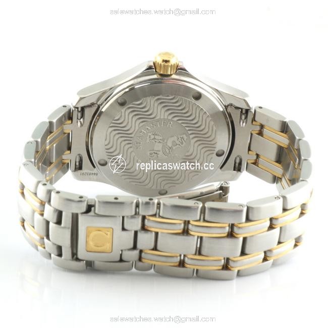 Omega Gold / Silver 120m Combi Seamaster Black Mens Stainless Steel Plating Watch Omega Gold / Silver 120m Combi Seamaster Black Mens Stainless Steel Plating Watch