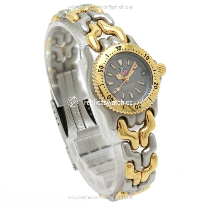 TAG Heuer Cell Date Series Gray Dial Stainless Steel Gold Plated Combination Ladies Quartz S95.208 Watch TAG Heuer Cell Date Series Gray Dial Stainless Steel Gold Plated Combination Ladies Quartz S95.208 Watch