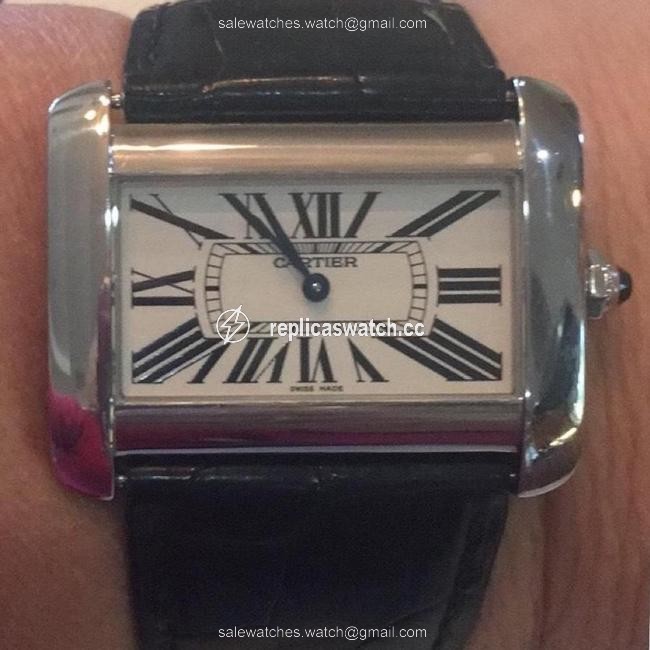 Cartier Silver Black Unisex Tank Divan 2600 Watch Cartier Silver Black Unisex Tank Divan 2600 Watch