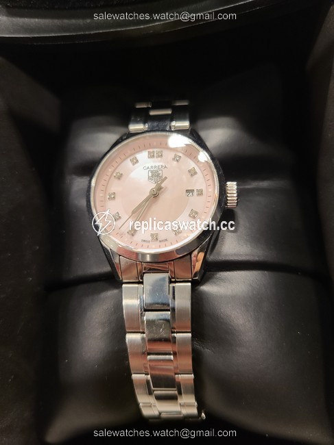 TAG Heuer Silver Mother Pearl Pink Woman Carrera Watch TAG Heuer Silver Mother Pearl Pink Woman Carrera Watch