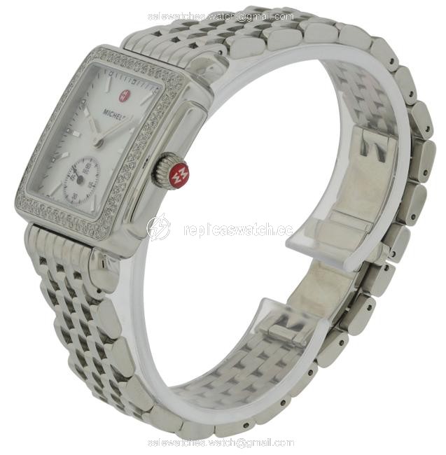 Michele Silver Deco Mid Stainless Diamond Mww06v000001 Watch Michele Silver Deco Mid Stainless Diamond Mww06v000001 Watch