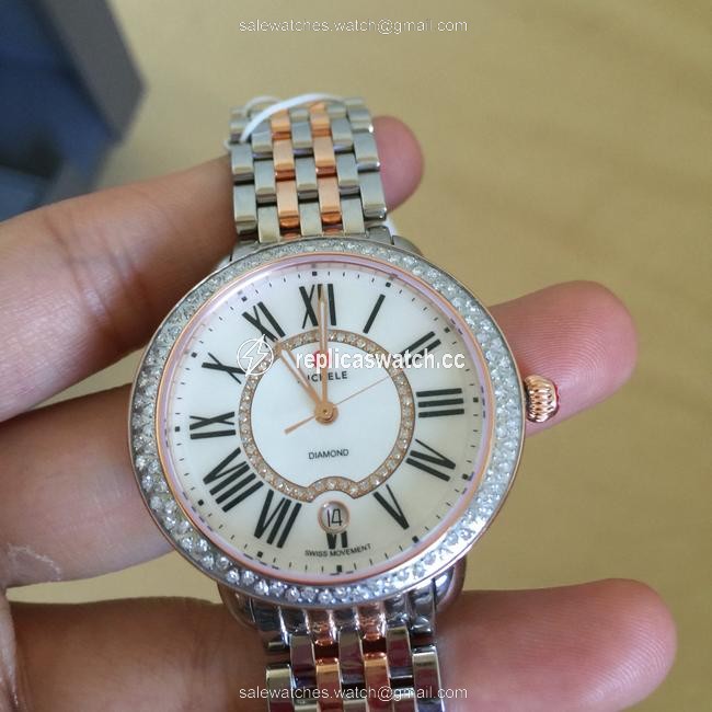 Michele Rose-gold/ Silver Nwot Serein 16 Diamond Two-tone Diamond Mw21b01d2963 Watch Michele Rose-gold/ Silver Nwot Serein 16 Diamond Two-tone Diamond Mw21b01d2963 Watch