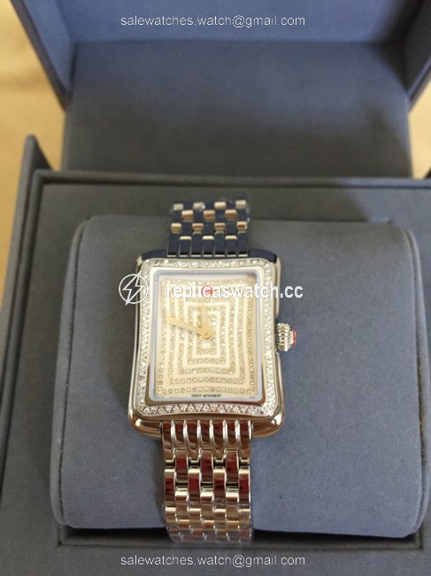 Michele Silver Deco Moderne 2 Diamond with Pave Face Mww06y000023 Watch Michele Silver Deco Moderne 2 Diamond with Pave Face Mww06y000023 Watch