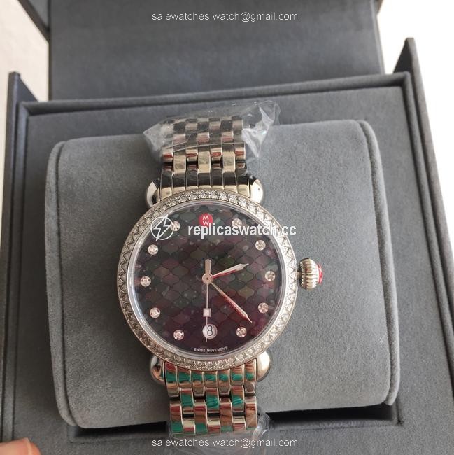 Michele Silver/ Black Csx-36 Diamond Mosaic Mop Diamond Dial Mw03r01a1928 Watch Michele Silver/ Black Csx-36 Diamond Mosaic Mop Diamond Dial Mw03r01a1928 Watch