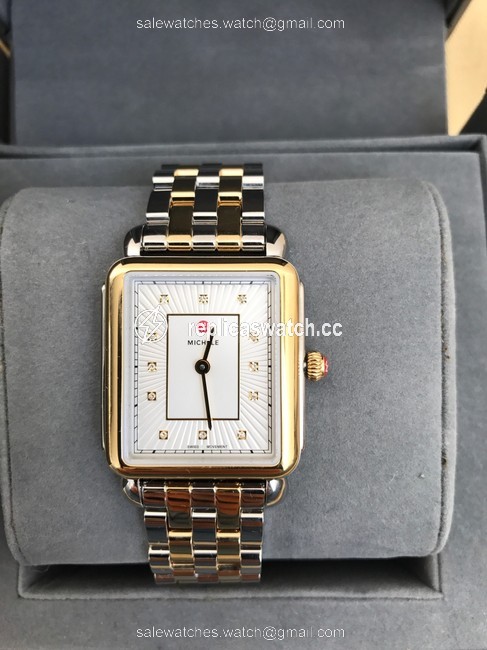 Michele Gold & Silver Deco Ii 2 Tones Mop Mww06x000027 Watch Michele Gold & Silver Deco Ii 2 Tones Mop Mww06x000027 Watch