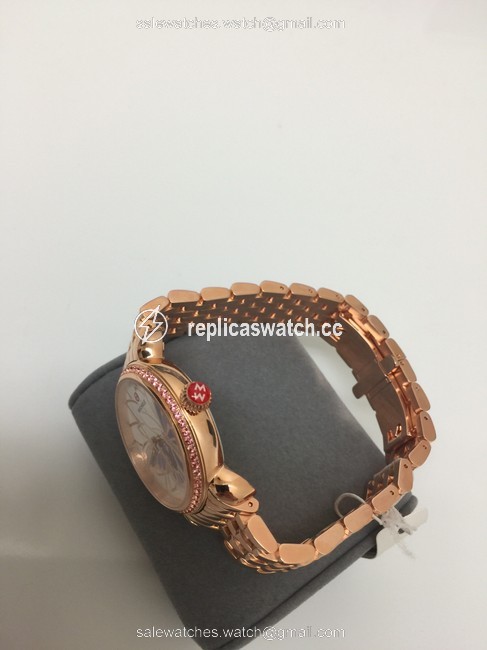 Michele Rose Gold Garden Party Topaz Purple Diamond Butterfly with Bracelet( Also Extra Purple Leather Bands Watch Michele Rose Gold Garden Party Topaz Purple Diamond Butterfly with Bracelet( Also Extra Purple Leather Bands Watch