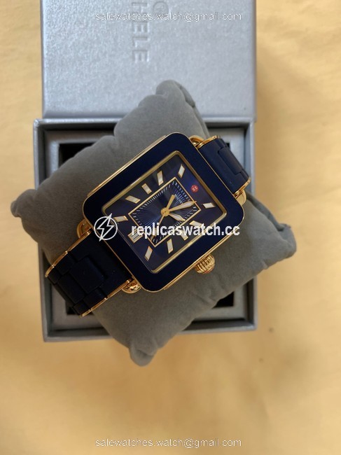 Michele Blue/Gold New Deco Sport Desert Rose Wrapped Silicone Mww06k000017 Watch Michele Blue/Gold New Deco Sport Desert Rose Wrapped Silicone Mww06k000017 Watch
