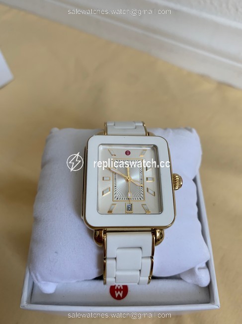 Michele White/Gold New Deco Sport Wrapped Silicone Mww06k000016 Watch Michele White/Gold New Deco Sport Wrapped Silicone Mww06k000016 Watch