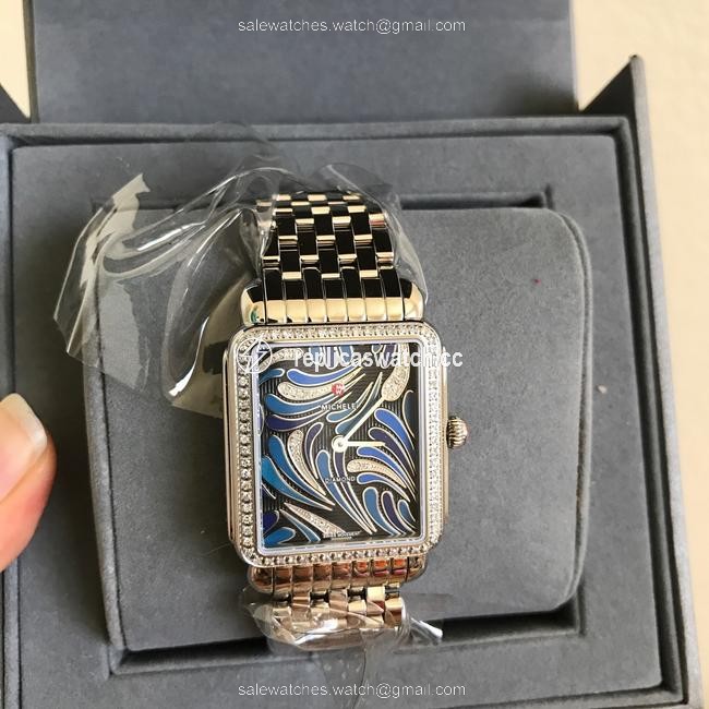 Michele Silver/ Blue Deco Ii Bijoux Diamond Mw06x01a1074 Watch Michele Silver/ Blue Deco Ii Bijoux Diamond Mw06x01a1074 Watch
