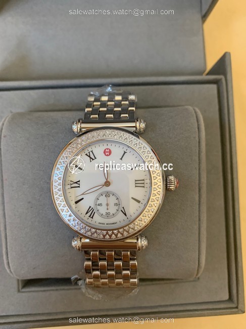 Michele Silver Caber Mother Of Pearl & Diamond Mw16a000001 Watch Michele Silver Caber Mother Of Pearl & Diamond Mw16a000001 Watch