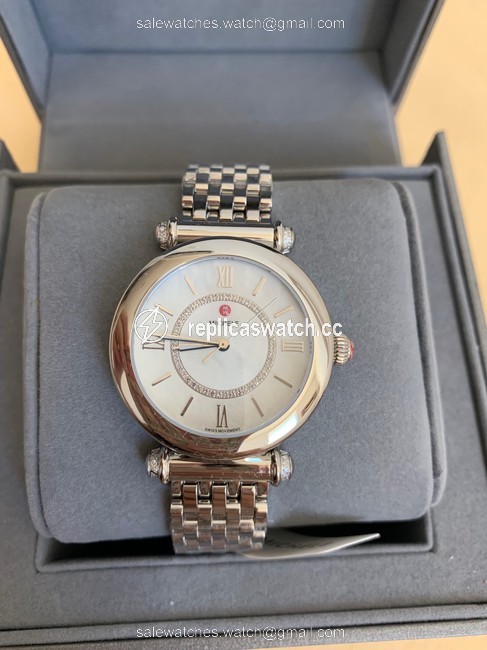 Michele Silver Caber Diamond Bracelet 35mm Mww16e000002 Watch Michele Silver Caber Diamond Bracelet 35mm Mww16e000002 Watch