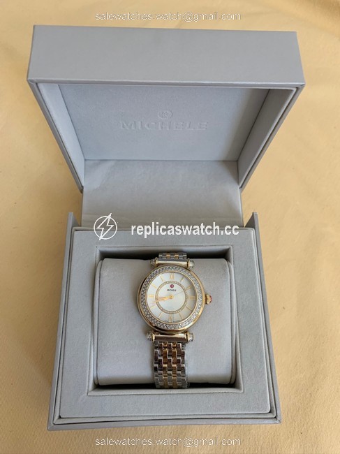 Michele Gold and Silver Caber Diamond Bracelet 35mm Mww16e000001 Watch Michele Gold and Silver Caber Diamond Bracelet 35mm Mww16e000001 Watch