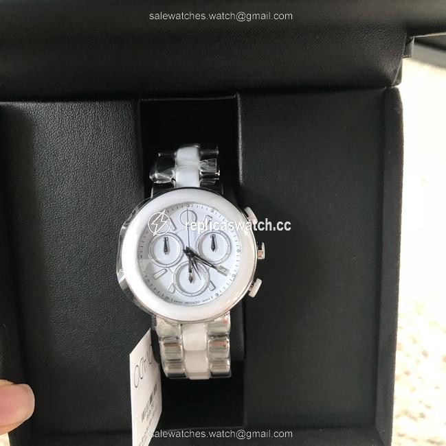 Movado White/ Silver Womens Chronograph Dial Ceramic 0606758 Watch Movado White/ Silver Womens Chronograph Dial Ceramic 0606758 Watch