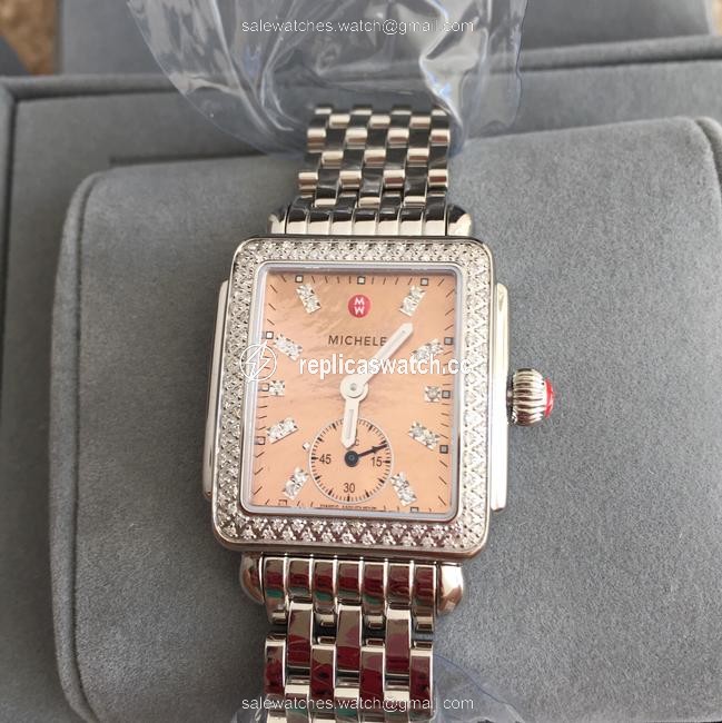 Michele Silver/ Rose Gold Nwt" Deco 16" Diamond Mop Diamond Dial Mw06v00a1068 Watch Michele Silver/ Rose Gold Nwt" Deco 16" Diamond Mop Diamond Dial Mw06v00a1068 Watch