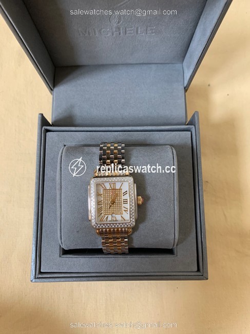 Michele Gold/Silver Like New Deco Madison Mid Two-tone Diamond Mww06g000007 Watch Michele Gold/Silver Like New Deco Madison Mid Two-tone Diamond Mww06g000007 Watch
