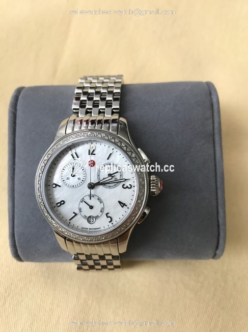 Michele Silver jetway Chronograph Diamond Date Mop Mww23a000001 Watch Michele Silver jetway Chronograph Diamond Date Mop Mww23a000001 Watch