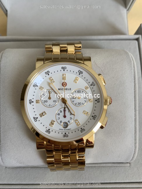 Michele Gold- White Sport Sail 18k Plated Diamond Dial Mww01c000139 Watch Michele Gold- White Sport Sail 18k Plated Diamond Dial Mww01c000139 Watch