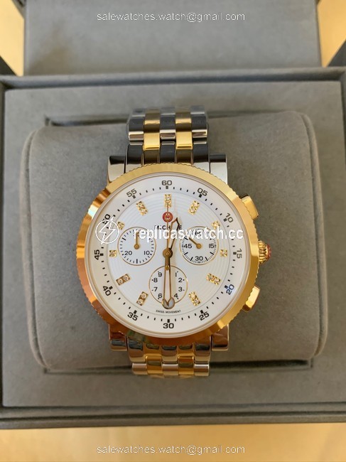 Michele Gold &silver Sport Sail 2 Tone 18k Diamond Dial Mww01c000140 Watch Michele Gold &silver Sport Sail 2 Tone 18k Diamond Dial Mww01c000140 Watch
