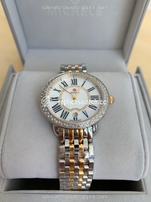 Michele Gold & Silver Serein 16 Mid Two-tone Diamond Mww21b000032 Watch Michele Gold & Silver Serein 16 Mid Two-tone Diamond Mww21b000032 Watch