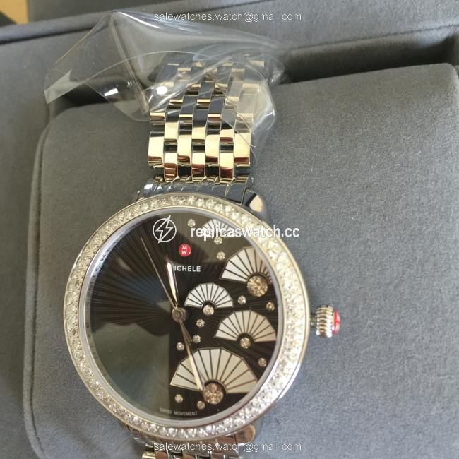 Michele Silver/ Black/ White Serein 0.55ct Diamond Fan Mw21b01a1089 Watch Michele Silver/ Black/ White Serein 0.55ct Diamond Fan Mw21b01a1089 Watch