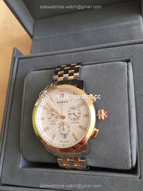 Michele Gold/ Silver Uptown Diamond Dial Two Tone Gold/ Mw25a00c9942 Watch Michele Gold/ Silver Uptown Diamond Dial Two Tone Gold/ Mw25a00c9942 Watch