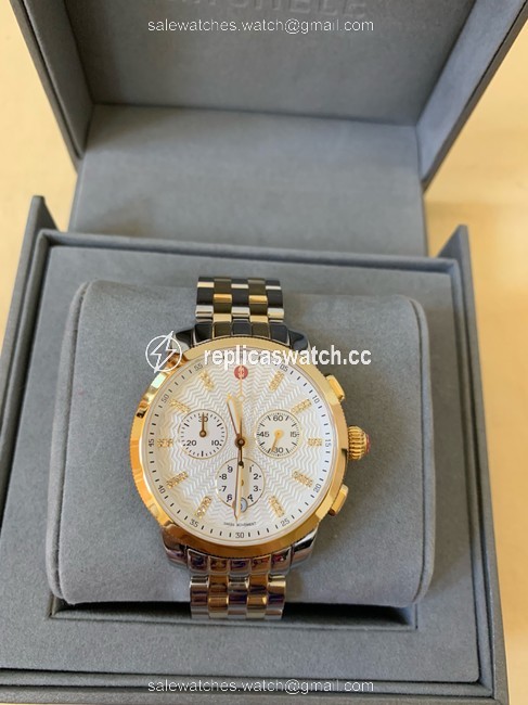 Michele Gold/ Silver Uptown Diamond Dial Two Tone Gold/ Mww25a000002 Watch Michele Gold/ Silver Uptown Diamond Dial Two Tone Gold/ Mww25a000002 Watch