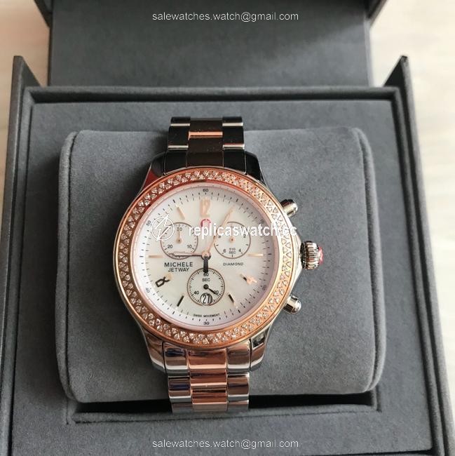 Michele Rose Gold/ Silver Jetway Mop Mww17a000017 Watch Michele Rose Gold/ Silver Jetway Mop Mww17a000017 Watch