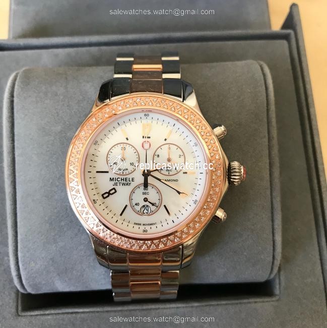 Michele Rose-gold/ Silver Jetway Mop Mww17a000017 Watch Michele Rose-gold/ Silver Jetway Mop Mww17a000017 Watch