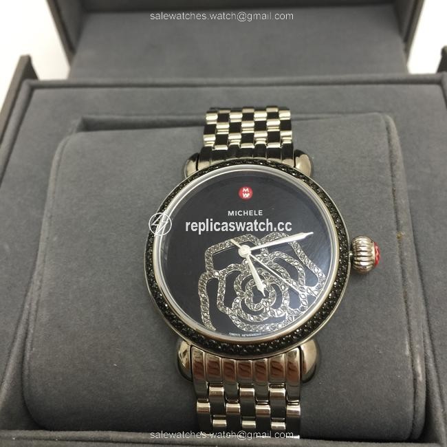 Michele Black/ Silver Csx Jardin Collection Diamond- Edition Mw03t02k2017 Watch Michele Black/ Silver Csx Jardin Collection Diamond- Edition Mw03t02k2017 Watch