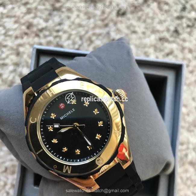 Michele Black / Gold Jelly Bean Petite Navy Mww12p000012 Watch Michele Black / Gold Jelly Bean Petite Navy Mww12p000012 Watch