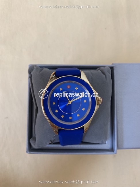 Michele Blue Gold Cape Cobalt Topaz Silicone Mww27a000026 Watch Michele Blue Gold Cape Cobalt Topaz Silicone Mww27a000026 Watch