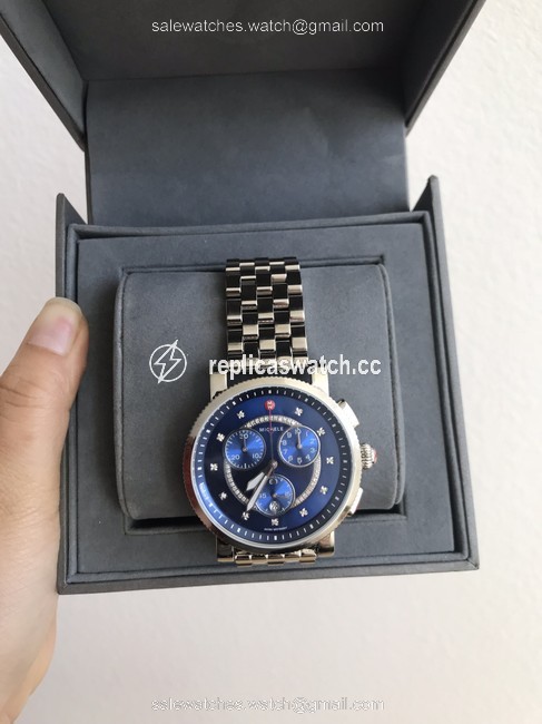 Michele Silver/ Blue Large Sport Sail Diamond Dial Mw01k000118 Watch Michele Silver/ Blue Large Sport Sail Diamond Dial Mw01k000118 Watch