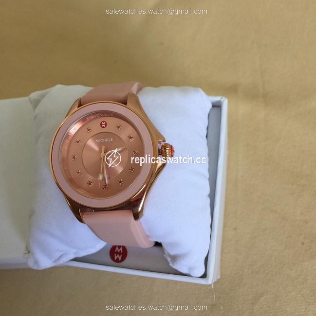 Michele Rose Gold / Pink " Interchangeable Strap" Cape Topaz Mww27a000003 Watch Michele Rose Gold / Pink " Interchangeable Strap" Cape Topaz Mww27a000003 Watch