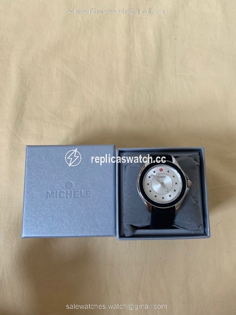 Michele Black Silver " Interchangeable Strap" Cape Topaz Mww27a000012 Watch Michele Black Silver " Interchangeable Strap" Cape Topaz Mww27a000012 Watch