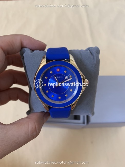 Michele Blue Gold Cape Cobalt Topaz Silicone Mww27a000026 Watch Michele Blue Gold Cape Cobalt Topaz Silicone Mww27a000026 Watch