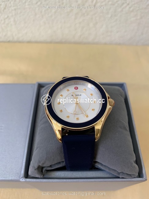 Michele Navy Cape Topaz Gold Tone Mww27a000013 Watch Michele Navy Cape Topaz Gold Tone Mww27a000013 Watch