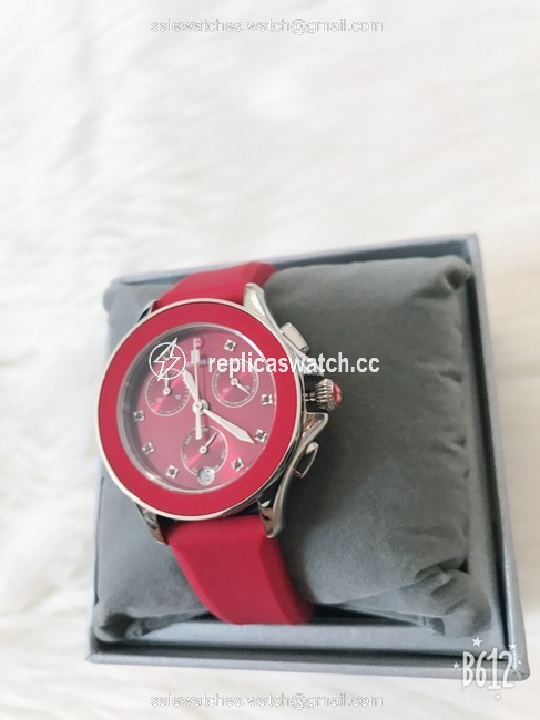 Michele Red / Silver Cape Chrono Sunray Dial Mww27c000004 Watch Michele Red / Silver Cape Chrono Sunray Dial Mww27c000004 Watch