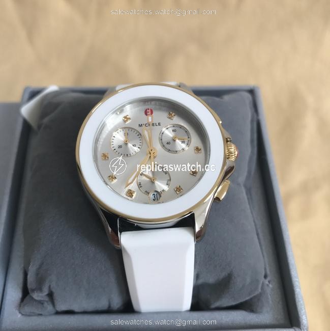 Michele Gold/ Silver Cape Chronograph 2 Tone Mww27c000008 Watch Michele Gold/ Silver Cape Chronograph 2 Tone Mww27c000008 Watch