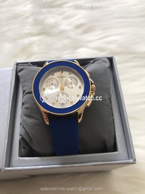 Michele Gold/ Blue Cape Chrono Mww27c000013 Watch Michele Gold/ Blue Cape Chrono Mww27c000013 Watch