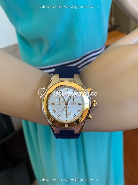 Michele Blue/ Silver-gold Jellybean Two-tone 18k Gold Mww12f000095 Watch Michele Blue/ Silver-gold Jellybean Two-tone 18k Gold Mww12f000095 Watch