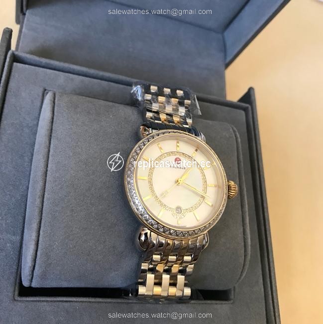 Michele Gold/ Silver New Csx-36" Elegance Diamonds Mop Mww03t000042 Watch Michele Gold/ Silver New Csx-36" Elegance Diamonds Mop Mww03t000042 Watch