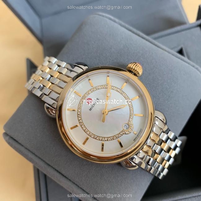 Michele Gold Silver csx 36 Elegance Mop Two-tone Mww03t000064 Watch Michele Gold Silver csx 36 Elegance Mop Two-tone Mww03t000064 Watch